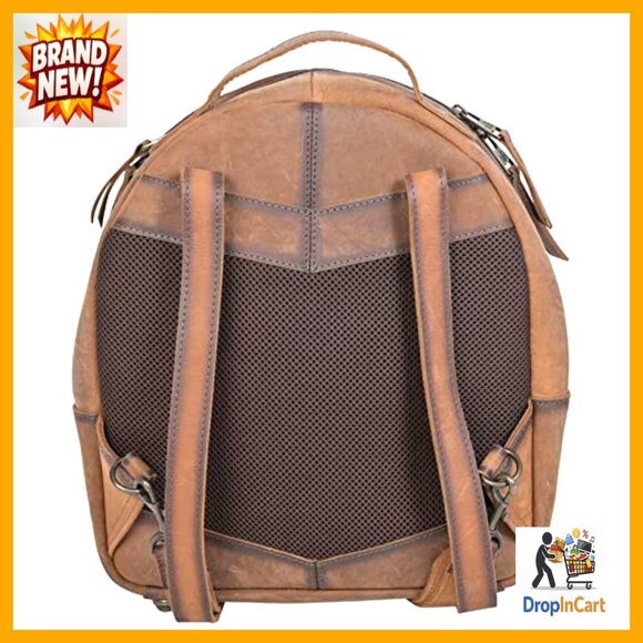 Genuine Leather Backpack Adjustable Straps Western Chic Casual Durable Brown main image 6